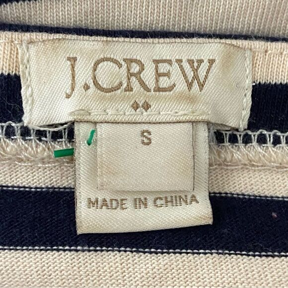 J Crew Cream & Black Striped Sequined Top Coastal Grandma Nautical Preppy Small - Picture 3 of 12
